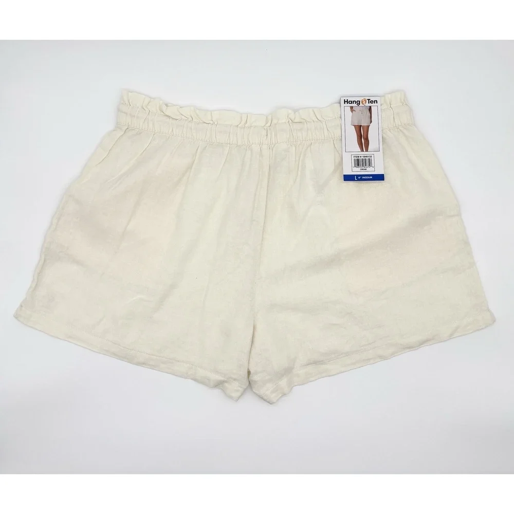 Hang Ten Women's Linen Blend Short, Cream, Size L